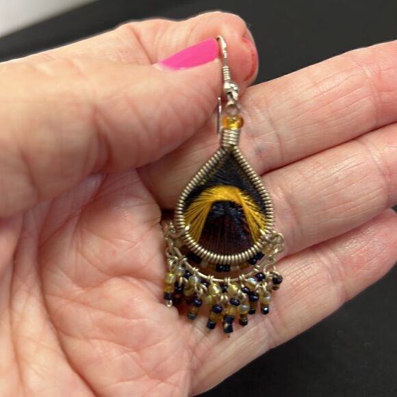 Super Unique Thread and Bead Earrings! - Picture 2 of 5